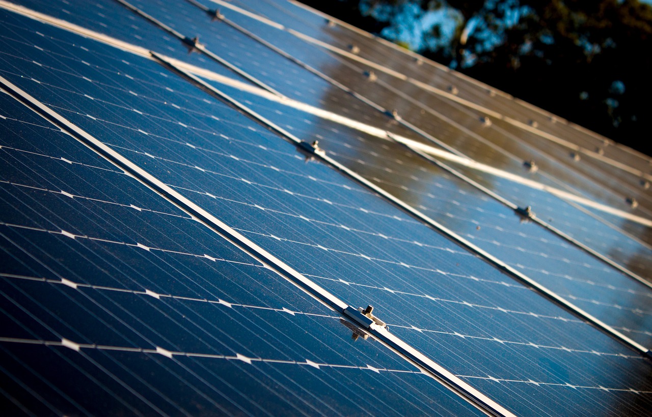 Solar panels pointing to the sun
